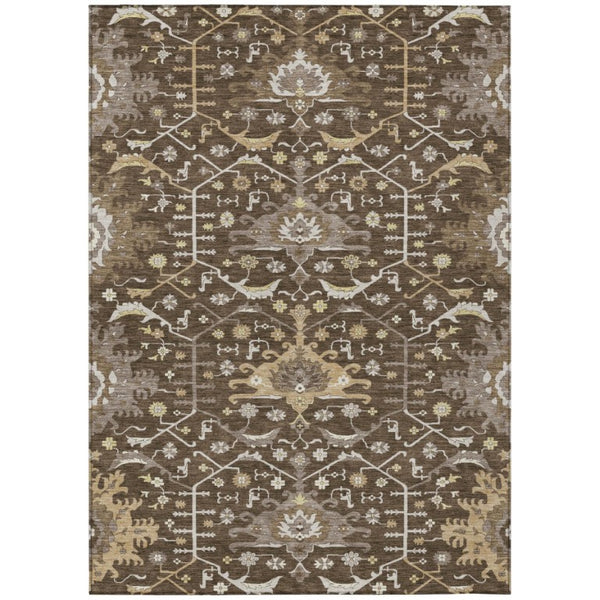 HomeRoots 8x10 Oriental Polyester Area Rug Washable Stain Resistant for Patio and Living Room 744962