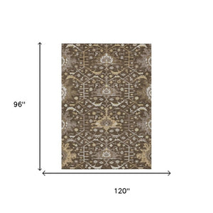 8x10 Oriental Polyester Area Rug Washable Stain Resistant for Patio and Living Room