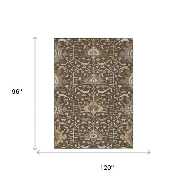 8x10 Oriental Polyester Area Rug Washable Stain Resistant for Patio and Living Room