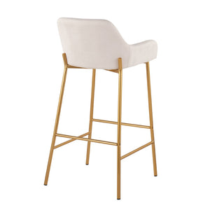 English Elm Contemporary Chrome Barstools with Camel Faux Leather Padded Seats for Kitchen Islands B202S00527