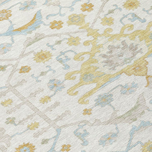 8 X 10 Ivory Linen Oriental Polyester Area Rug Stain Resistant Indoor Outdoor Use