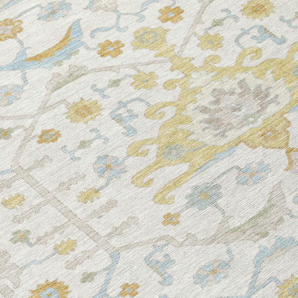 8 X 10 Ivory Linen Oriental Polyester Area Rug Stain Resistant Indoor Outdoor Use