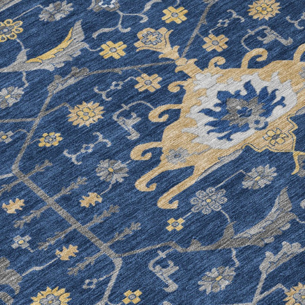 8 X 10 Navy Oriental Polyester Area Rug Stain Resistant for Patio or Living Room