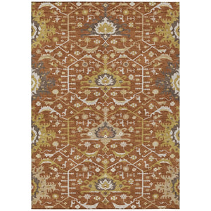 HomeRoots 5x8 Oriental Area Rug Washable Polyester Indoor Outdoor Stain Resistant Patio 744984