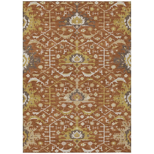 HomeRoots 5x8 Oriental Area Rug Washable Polyester Indoor Outdoor Stain Resistant Patio 744984