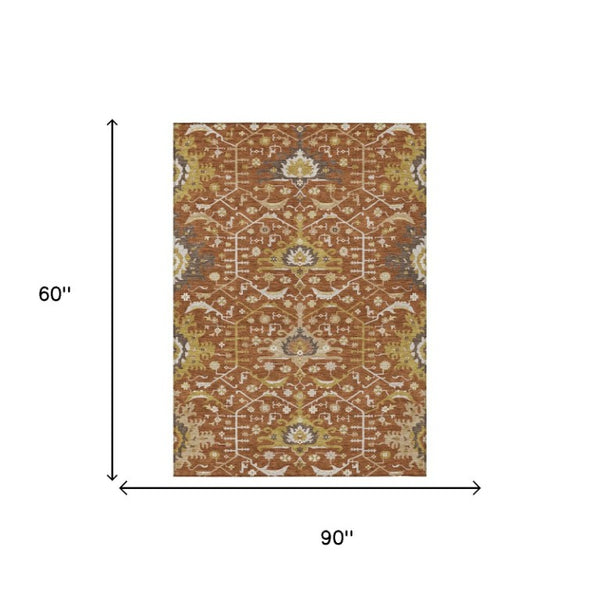5x8 Oriental Area Rug Washable Polyester Indoor Outdoor Stain Resistant Patio