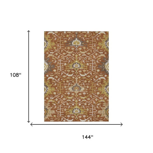 9x12 Oriental Polyester Area Rug Stain Resistant for Patio Porch or Living Room