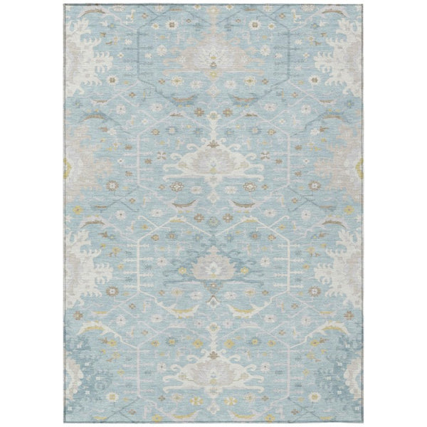 HomeRoots 10 Ft X 14 Ft Sky Blue Oriental Polyester Area Rug Stain Resistant Indoor Outdoor 744994