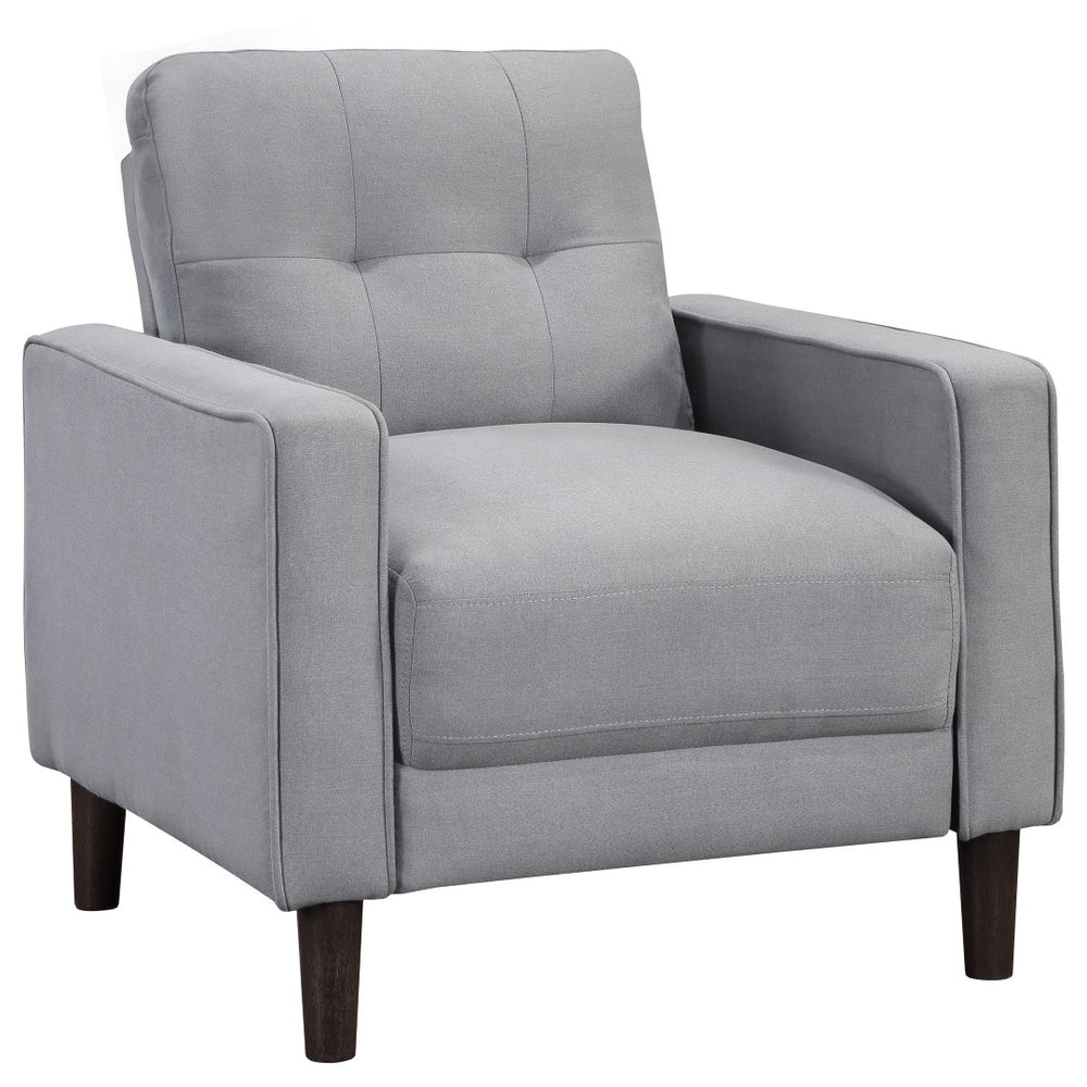 English Elm Harvey Grid Tufted Accent Chair in Grey Fabric with Tapered Legs for Any Room B062P440342