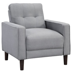 English Elm Harvey Grid Tufted Accent Chair in Grey Fabric with Tapered Legs for Any Room B062P440342