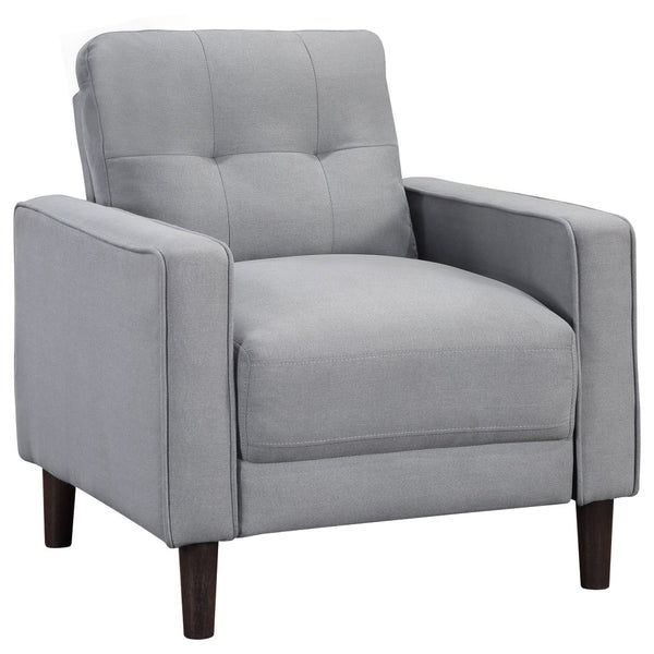 English Elm Harvey Grid Tufted Accent Chair in Grey Fabric with Tapered Legs for Any Room B062P440342
