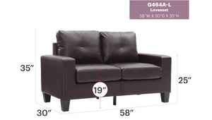 English Elm Newbury Modular Loveseat In Dark Brown Pu - Stylish Compact Seating For Small Spaces & Durability B078108271