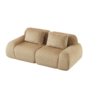 English Elm 82" Modular Sectional Sofa Flannelette Upholstery Deep Seat No Assembly Living Room Light Camel W714P377075
