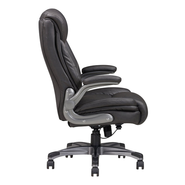 English Elm Modern Ergonomic Executive Office Chair Gray Bonded Leather Mesh Texture Adjustable Armrests Wheels B2741P281461