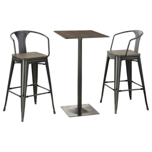 English Elm Staccato Bamboo and Steel 3 Piece Bar Set with Industrial Charm for Compact Dining B062S01458