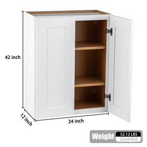 English Elm White Solid Wood Double Door Wall Cabinet With Adjustable Shelves For Versatile Storage Solutions T2950P366455-GIGA