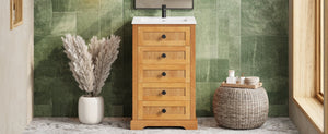 English Elm 20" Pine Wood Grain Bathroom Vanity with Ceramic Sink and Soft Close Cabinet Door N710P299454P