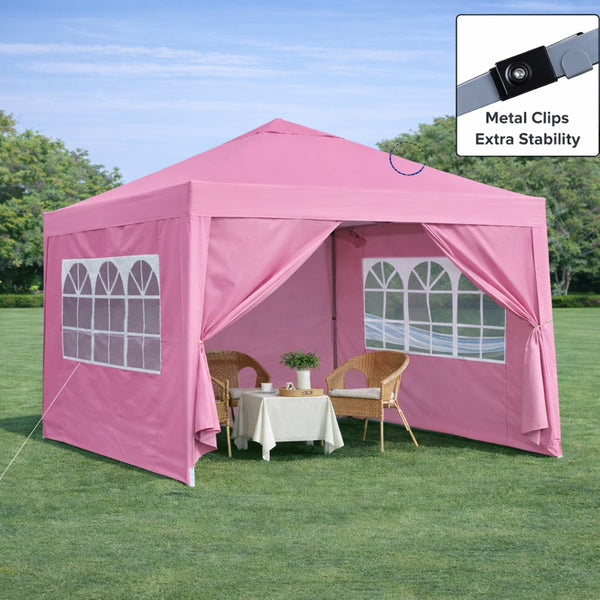 English Elm Outdoor 10x10 Pop up Gazebo with Removable Sidewalls Waterproof Steel Frame Canopy Pink W419P445697