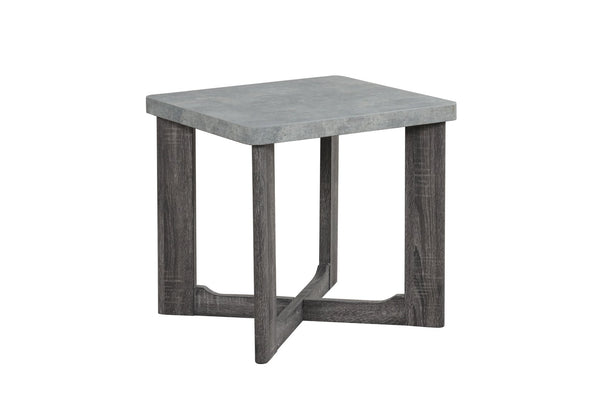 English Elm 3pc Faux Marble Top Coffee and End Table Set with Cross-leg Base in Gray B011P427925