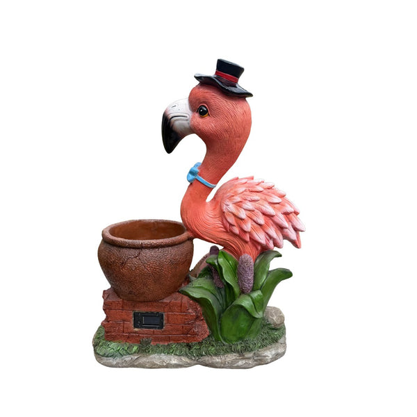English Elm Outdoor Whimsical Flamingo Resin Planter Sculpted Garden Statue for Porch Decor W5398P454682