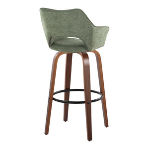 English Elm 30" Swivel Barstools Set of 2 Walnut Bentwood Sage Green Upholstered Kitchen Bar B202S00630
