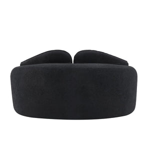 English Elm Curved Two Seat Chenille Sofa Sculptural Wave Design for Studio and Small Living Rooms Black W3612P422593