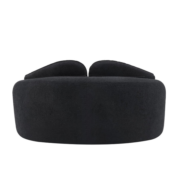 English Elm Curved Two Seat Chenille Sofa Sculptural Wave Design for Studio and Small Living Rooms Black W3612P422593