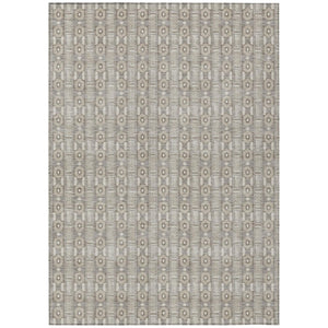 HomeRoots 5x8 Beige Brown Stripe Washable Polyester Area Rug for Indoor Outdoor Living 745002