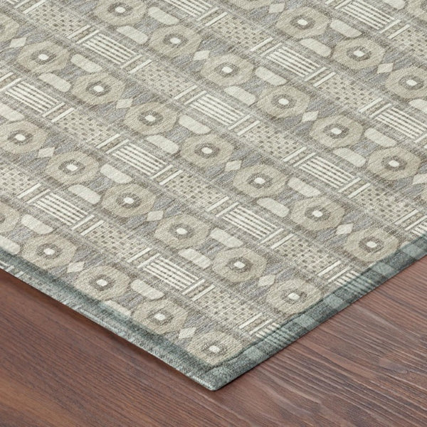 5x8 Beige Brown Stripe Washable Polyester Area Rug for Indoor Outdoor Living