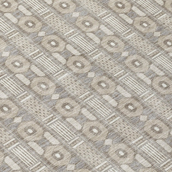 5x8 Beige Brown Stripe Washable Polyester Area Rug for Indoor Outdoor Living