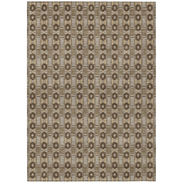 HomeRoots 10 X 14 Striped Polyester Indoor Outdoor Area Rug Stain Resistant Washable 745018