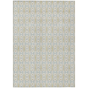 HomeRoots 5x8 Ivory Silver Stripe Polyester Indoor Outdoor Rug Stain Resistant Easy Care 745020