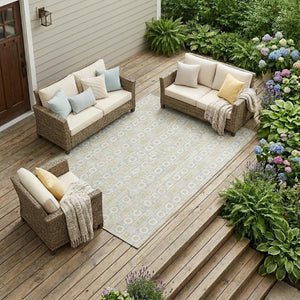 10 X 14 Washable Striped Polyester Area Rug for Indoor Outdoor Patios and Living Rooms