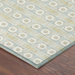 10 X 14 Washable Striped Polyester Area Rug for Indoor Outdoor Patios and Living Rooms