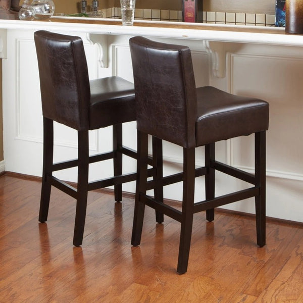 English Elm 30-Inch Faux Leather Barstools with Rubberwood Frame for Kitchen Islands Set of 2 74503.00PU
