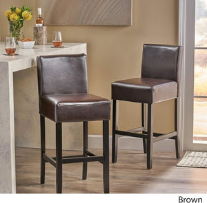 English Elm 30-Inch Faux Leather Barstools with Rubberwood Frame for Kitchen Islands Set of 2 74503.00PU
