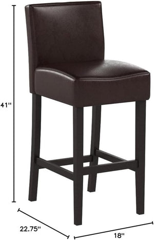 English Elm 30-Inch Faux Leather Barstools with Rubberwood Frame for Kitchen Islands Set of 2 74503.00PU