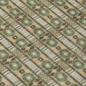 10 X 14 Olive Striped Polyester Area Rug Washable Stain Resistant Indoor Outdoor