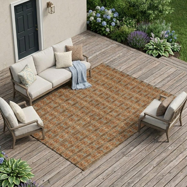 8 X 10 Striped Polyester Area Rug Washable Stain Resistant for Patio or Porch
