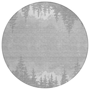 HomeRoots 8 Foot Round Floral Polyester Area Rug Stain Resistant for Indoor Outdoor Spaces 745063