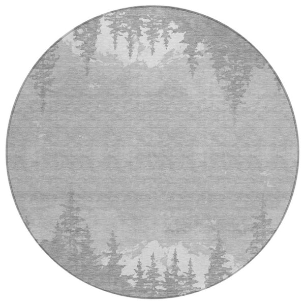 HomeRoots 8 Foot Round Floral Polyester Area Rug Stain Resistant for Indoor Outdoor Spaces 745063