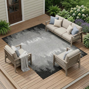 8x10 Floral Polyester Area Rug Stain Resistant Indoor Outdoor Gray Silver Decor