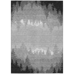 HomeRoots 8x10 Floral Polyester Area Rug Stain Resistant Indoor Outdoor Gray Silver Decor 745064