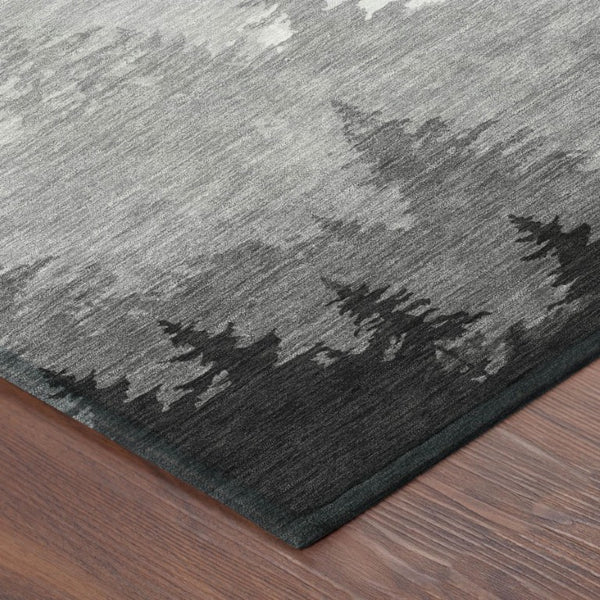8x10 Floral Polyester Area Rug Stain Resistant Indoor Outdoor Gray Silver Decor