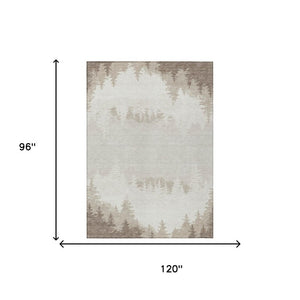 8x10 Ivory Beige Floral Polyester Area Rug Stain Resistant for Patio and Living Room