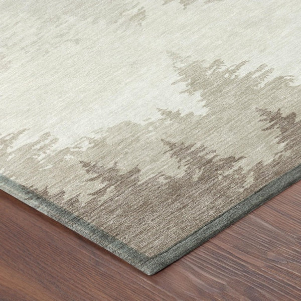 10 X 14 Ivory Beige Floral Polyester Area Rug Washable Stain Resistant Indoor Outdoor