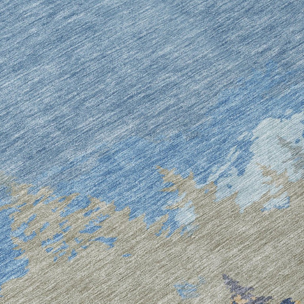 9x12 Floral Indoor Outdoor Polyester Area Rug Stain Resistant Washable Navy