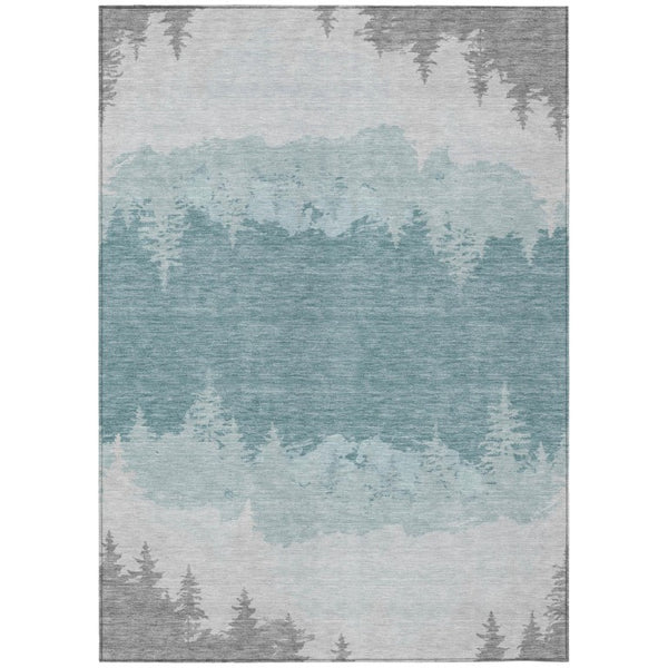 HomeRoots 8x10 Floral Polyester Area Rug Washable Indoor Outdoor Stain Resistant Patio 745088
