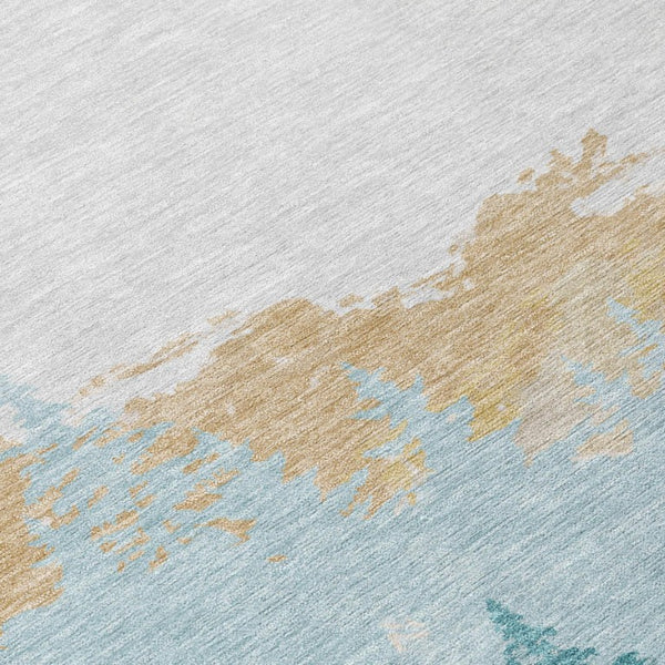 8x10 Floral Teal Polyester Area Rug Stain Resistant for Patio Porch or Living Room