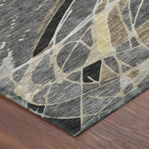 10 X 14 Abstract Polyester Indoor Outdoor Area Rug Washable Stain Resistant Patio